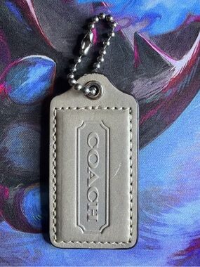 2 COACH Leather KeyTag in Light Gray